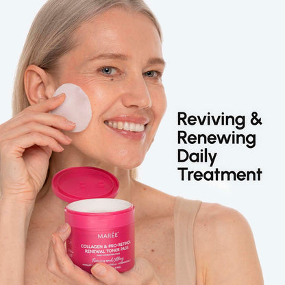 Glowing Skin Toner Pads with Collagen and Retinol