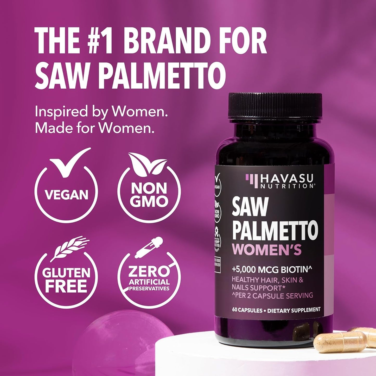 Natural Hair Skin Nail Vitamins for Women - 60 Capsules