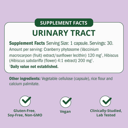 Natural UTI Relief Supplements with Cranberry - 30 Capsules