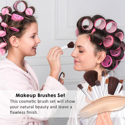 Pink Pro Makeup Brush Kit with Travel Case