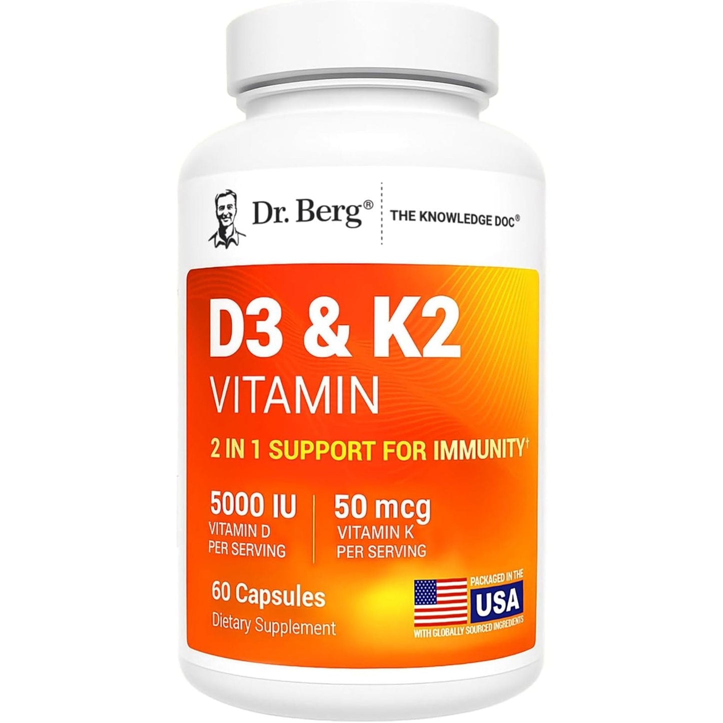 Vitamin D3 & K2 Supplement - 60 Capsules Bone Health - Mycosmeticslondon