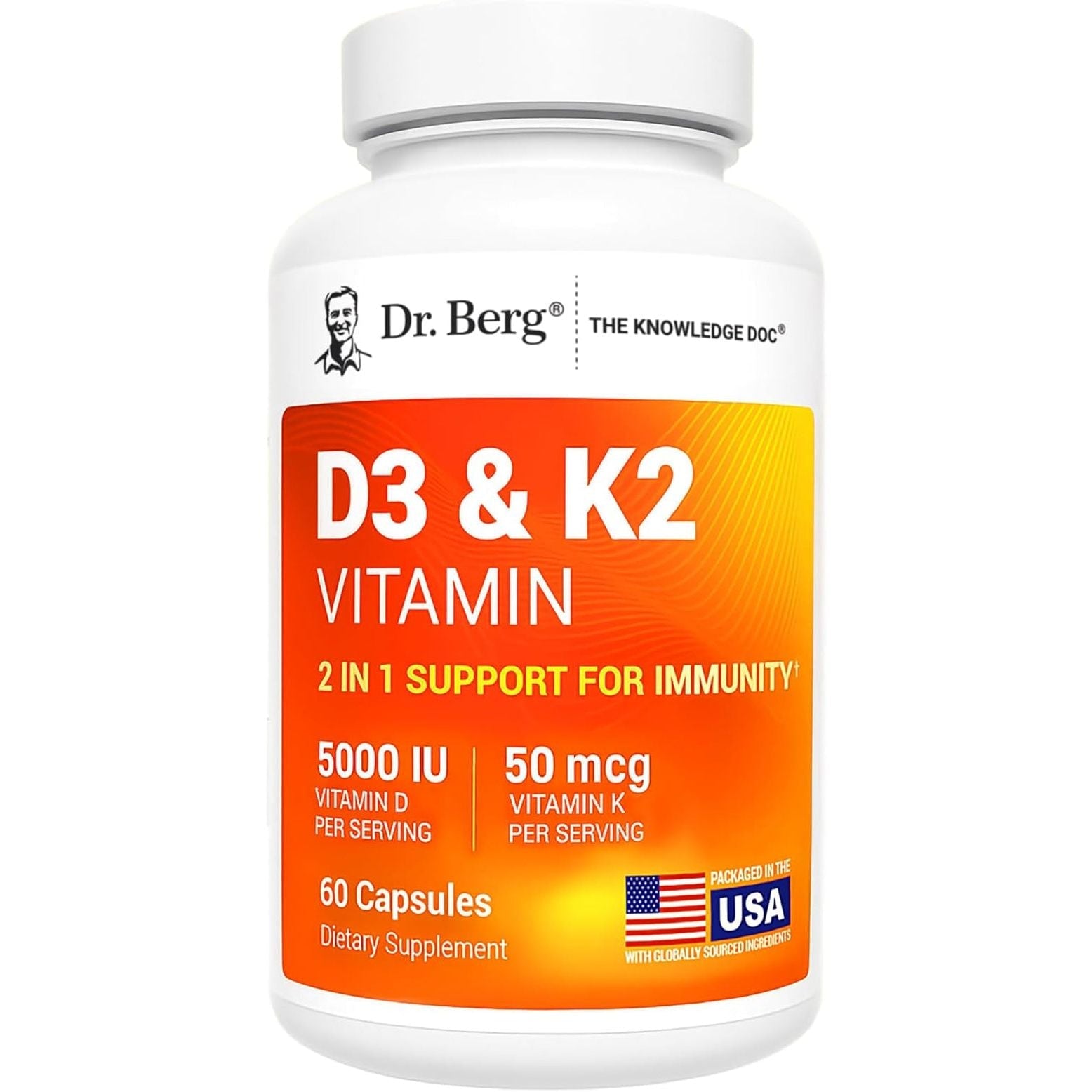 Vitamin D3 & K2 Supplement - 60 Capsules Bone Health - Mycosmeticslondon