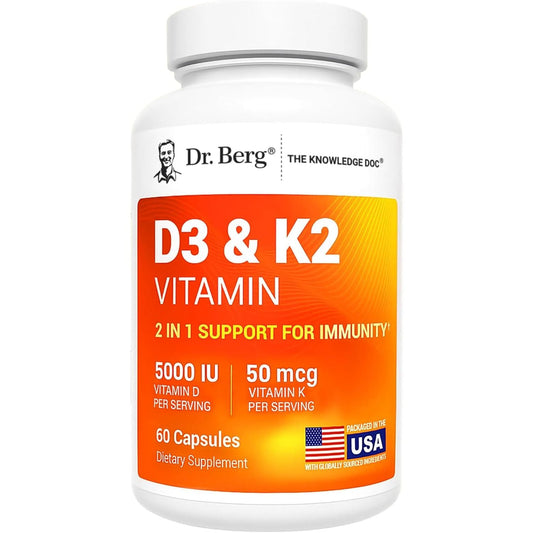 Vitamin D3 & K2 Supplement - 60 Capsules Bone Health - Mycosmeticslondon