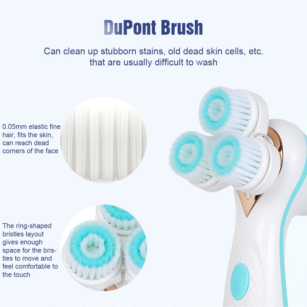 Rechargeable Facial Cleaning Brush Set with 3 Interchangeable Heads