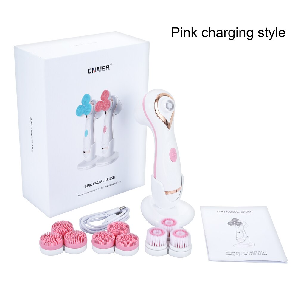 Rechargeable Facial Cleaning Brush Set with 3 Interchangeable Heads