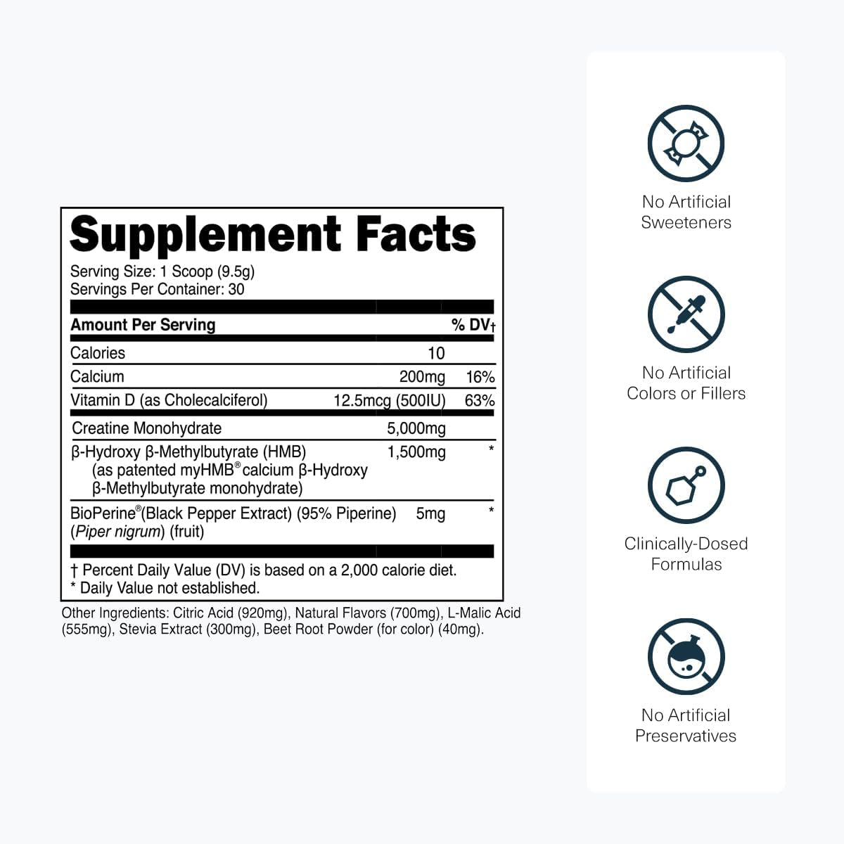 Pure Creatine HMB Supplement Strawberry Lemonade Flavor