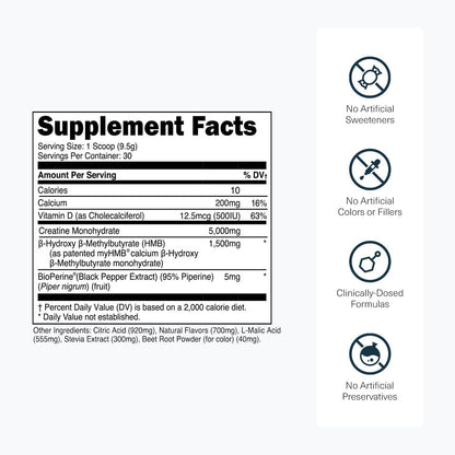Pure Creatine HMB Supplement Strawberry Lemonade Flavor