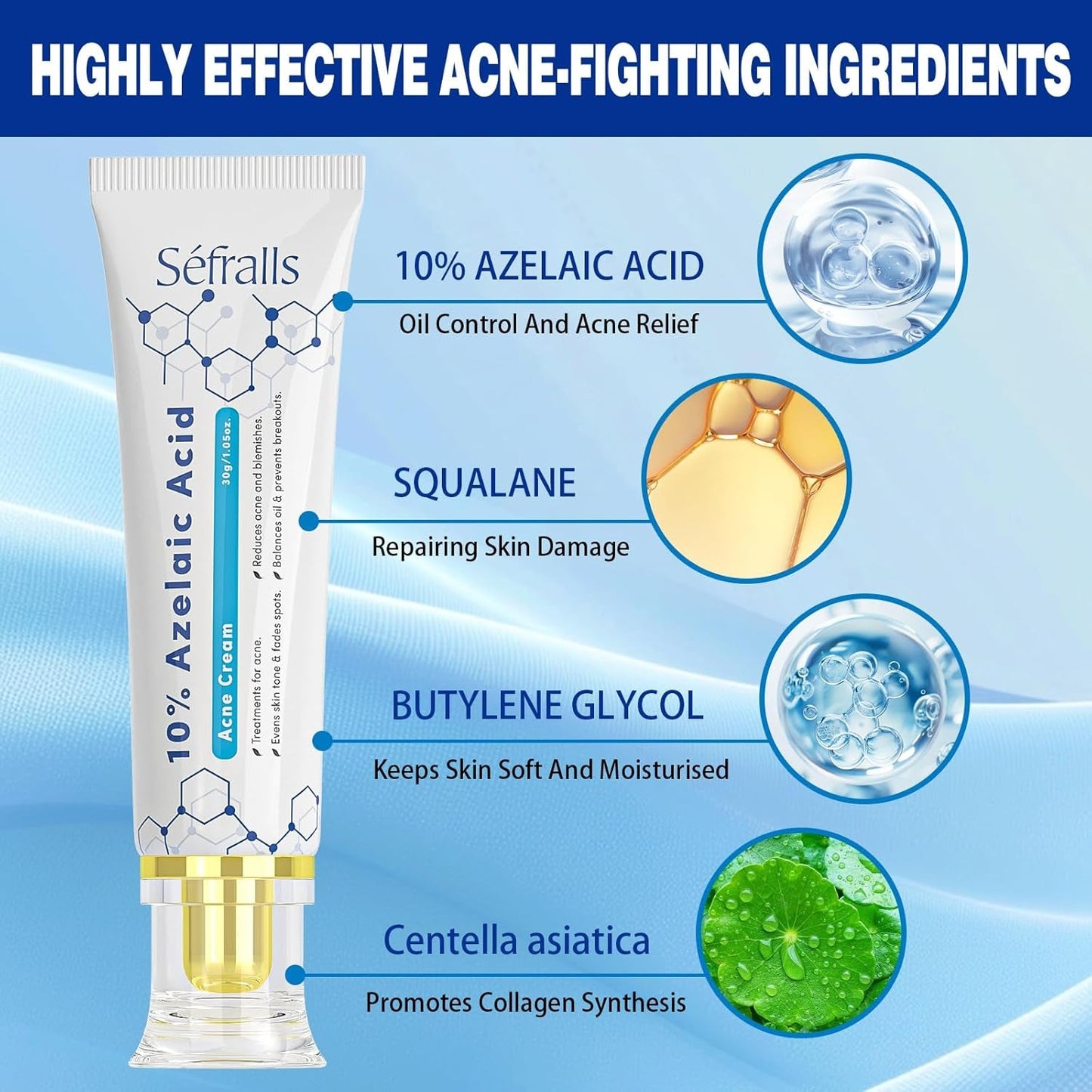 Natural Acne Treatment Cream with 10% Azelaic Acid