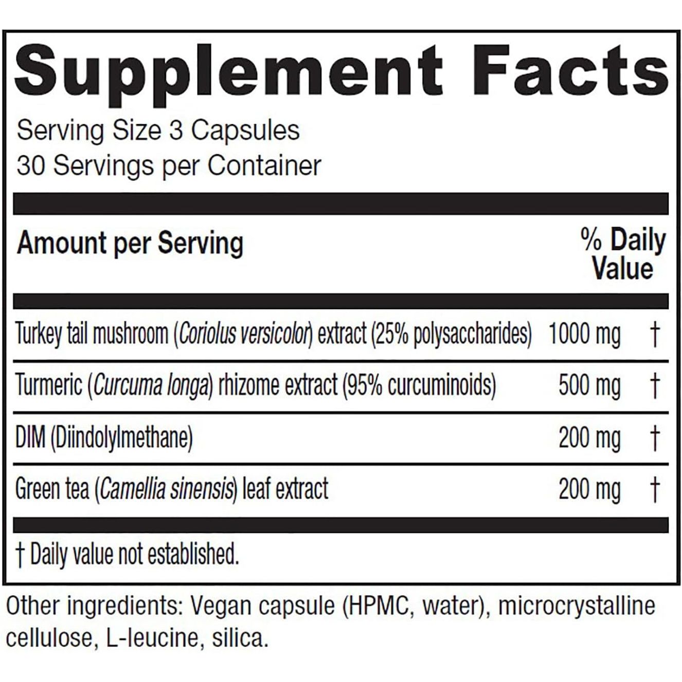 Natural Immune Booster Supplement with Turmeric & Mushrooms