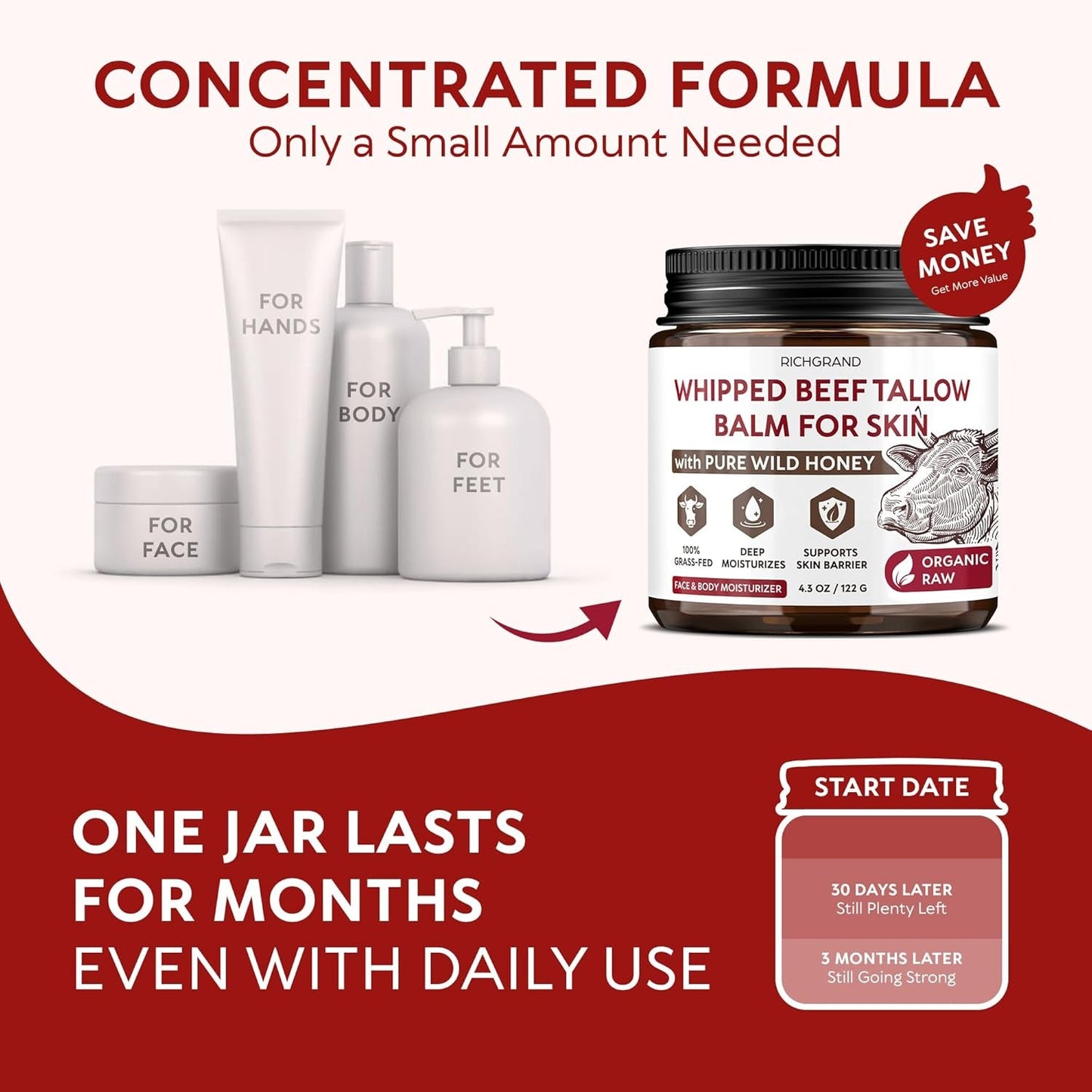 Nourishing Beef Tallow Moisturizer 122g - Soft Healthy Skin