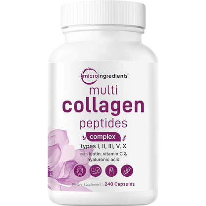 Premium Collagen Peptides Supplement - 240 Capsules - Mycosmeticslondon