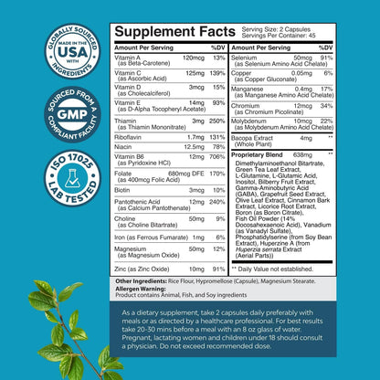 Brain Boost Supplement 90 Count - Mental Clarity & Focus