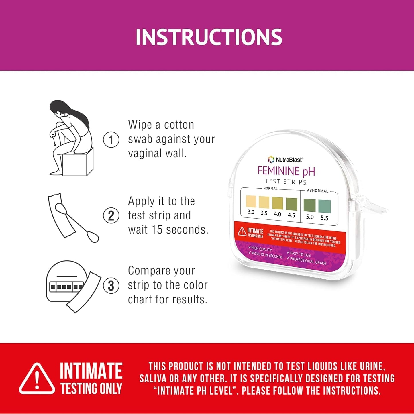 Fast Home Vaginal pH Test Strips 100 Count