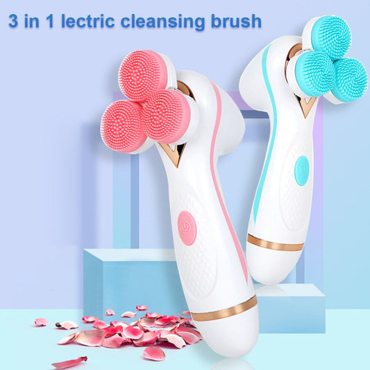 Rechargeable Facial Cleaning Brush Set with 3 Interchangeable Heads - Mycosmeticslondon