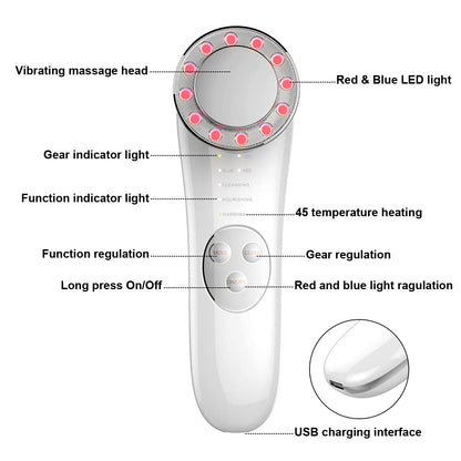 Rechargeable 7-in-1 Facial Spa Device with LED Therapy