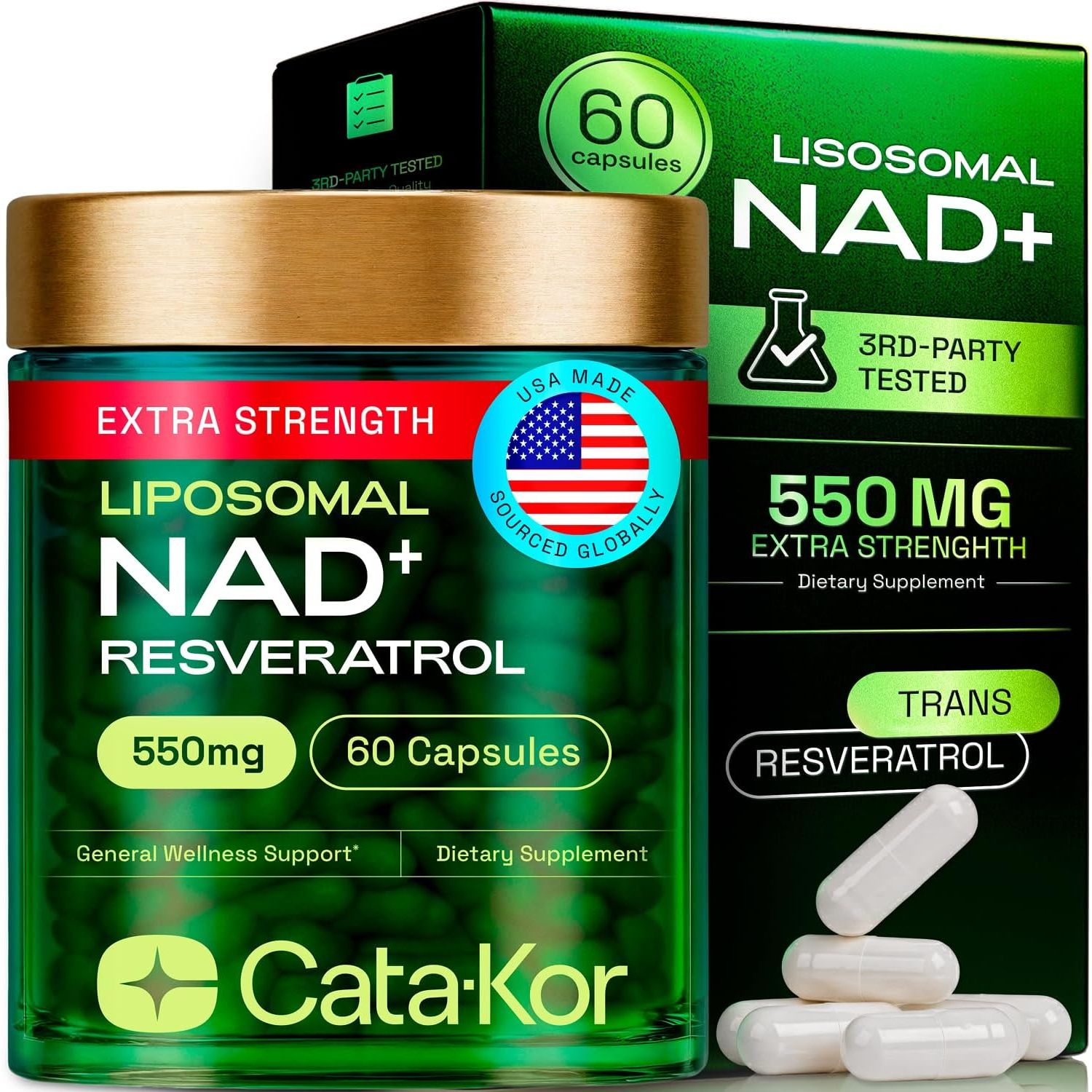Premium NAD+ Booster Supplements with Resveratrol - Mycosmeticslondon