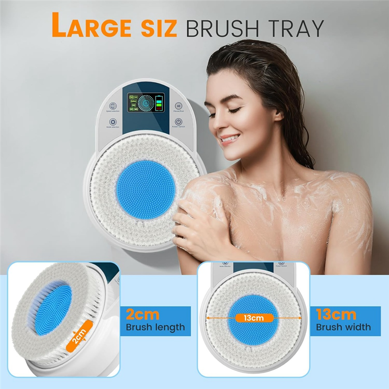 Electric Shower Brush for Body -Wall Mounted Back Scrubber for Shower