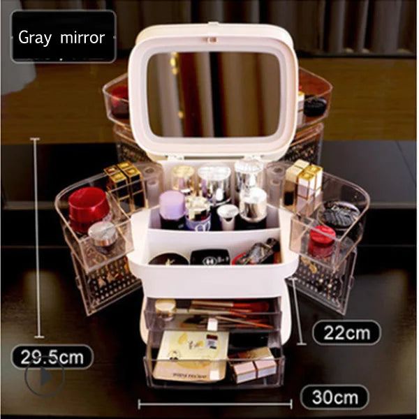 Compact LED Beauty Mirror Storage Case