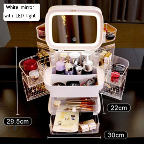 Compact LED Beauty Mirror Storage Case