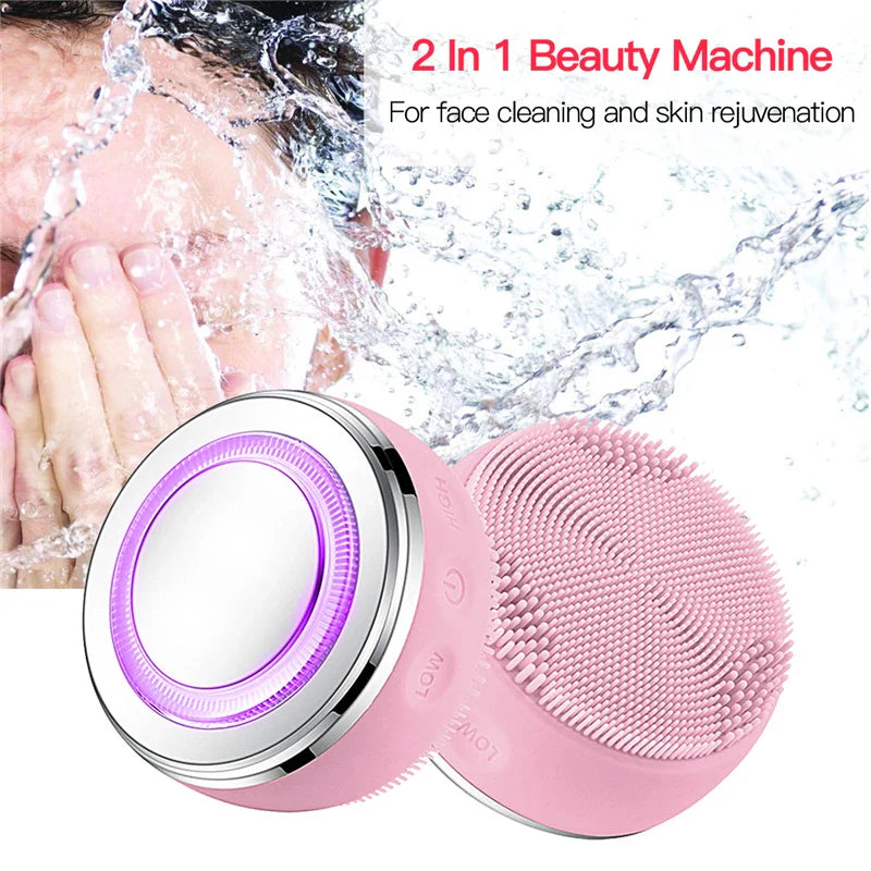 Rechargeable LED Face Massager Brush for Deep Clean Skin