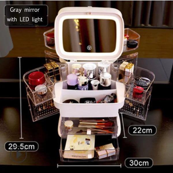 Compact LED Beauty Mirror Storage Case