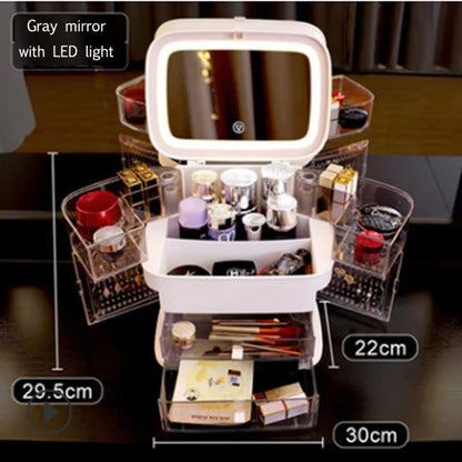 Compact LED Beauty Mirror Storage Case