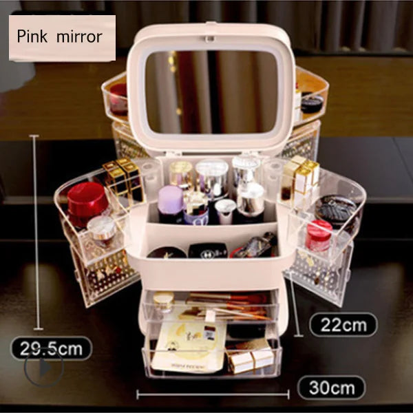 Compact LED Beauty Mirror Storage Case