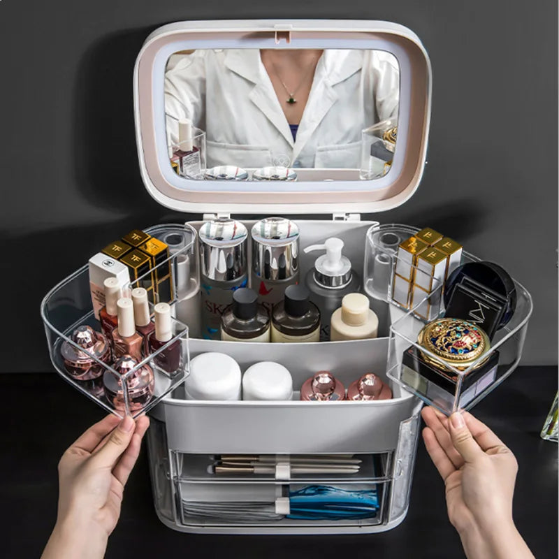 Compact LED Beauty Mirror Storage Case