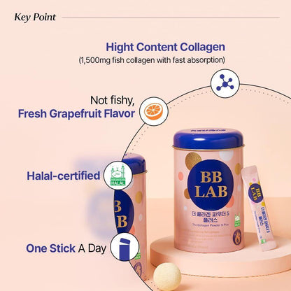 Natural Collagen Powder Sticks - Grapefruit Flavor