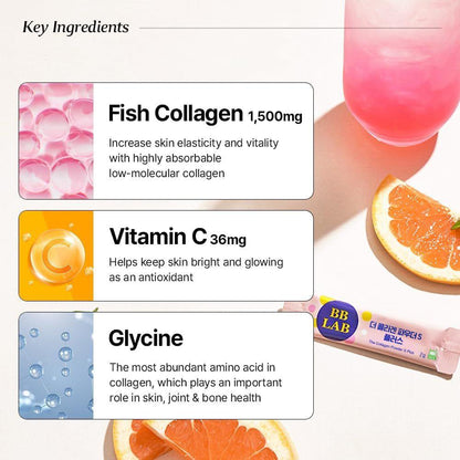 Natural Collagen Powder Sticks - Grapefruit Flavor