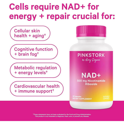 Natural Energy Supplement for Women 500mg NAD+ Capsules