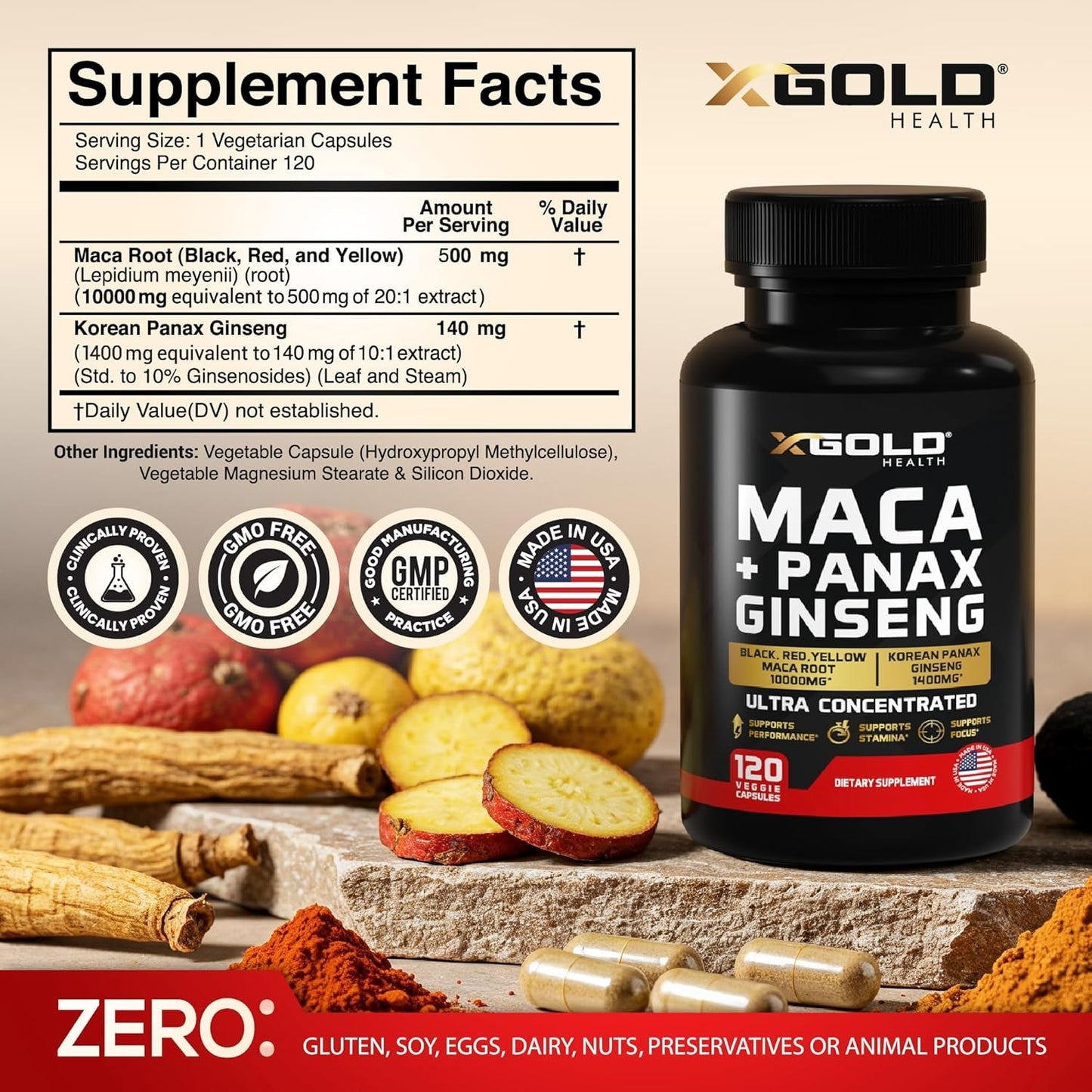 Natural Energy Boost Capsules with Maca and Ginseng