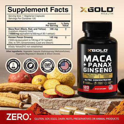 Natural Energy Boost Capsules with Maca and Ginseng