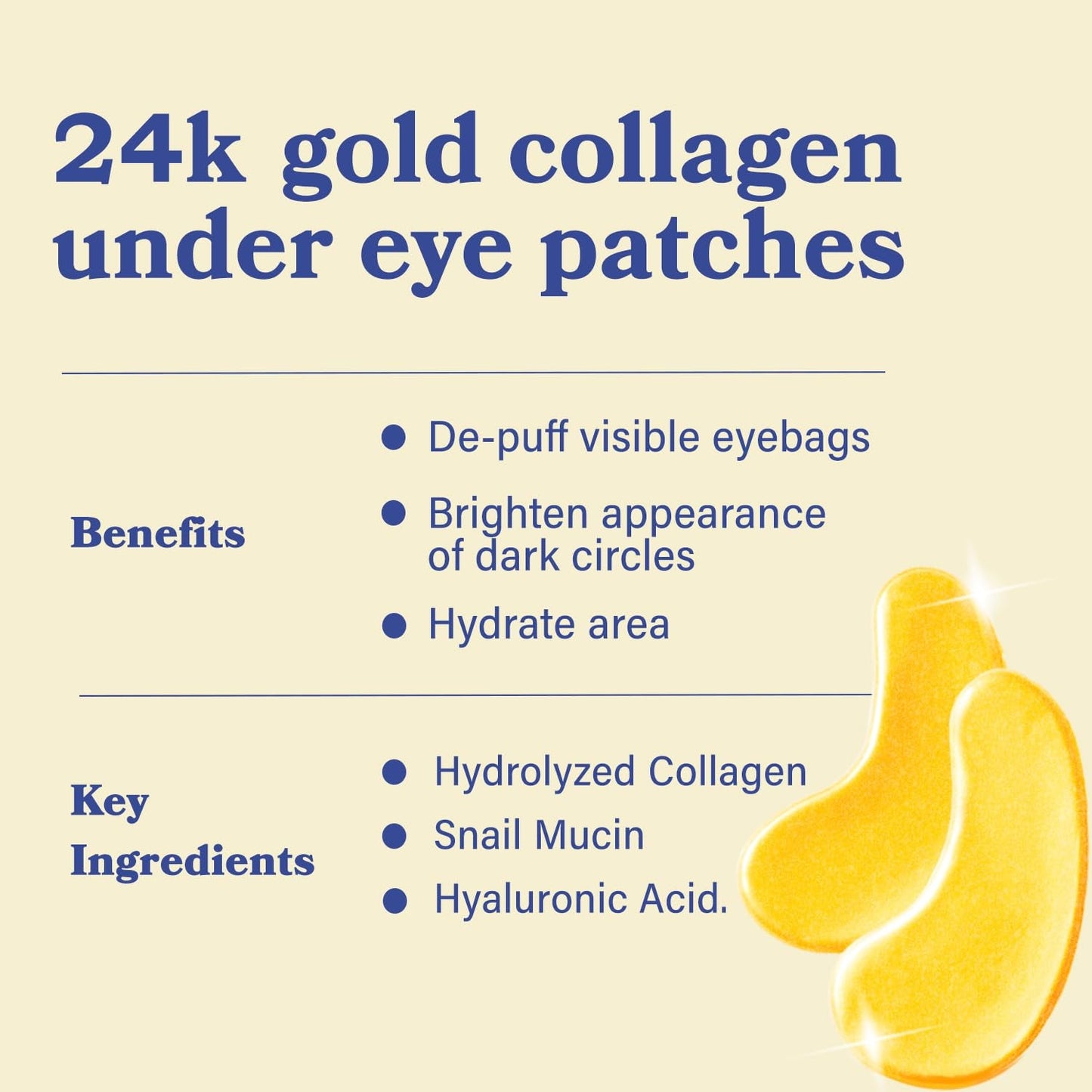Gold Collagen Eye Masks - 30 Pack, Anti Aging Treatment