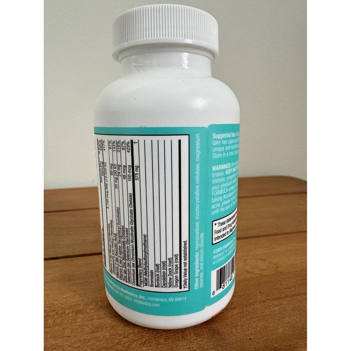 Natural Acne Relief Vitamins - 60 Vegan Capsules