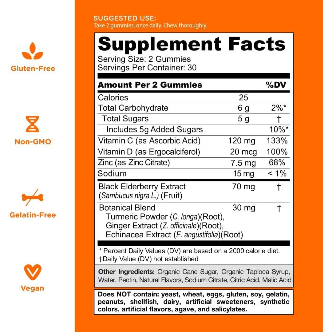 Powerful Immune Booster Gummies with Vitamin C & Zinc