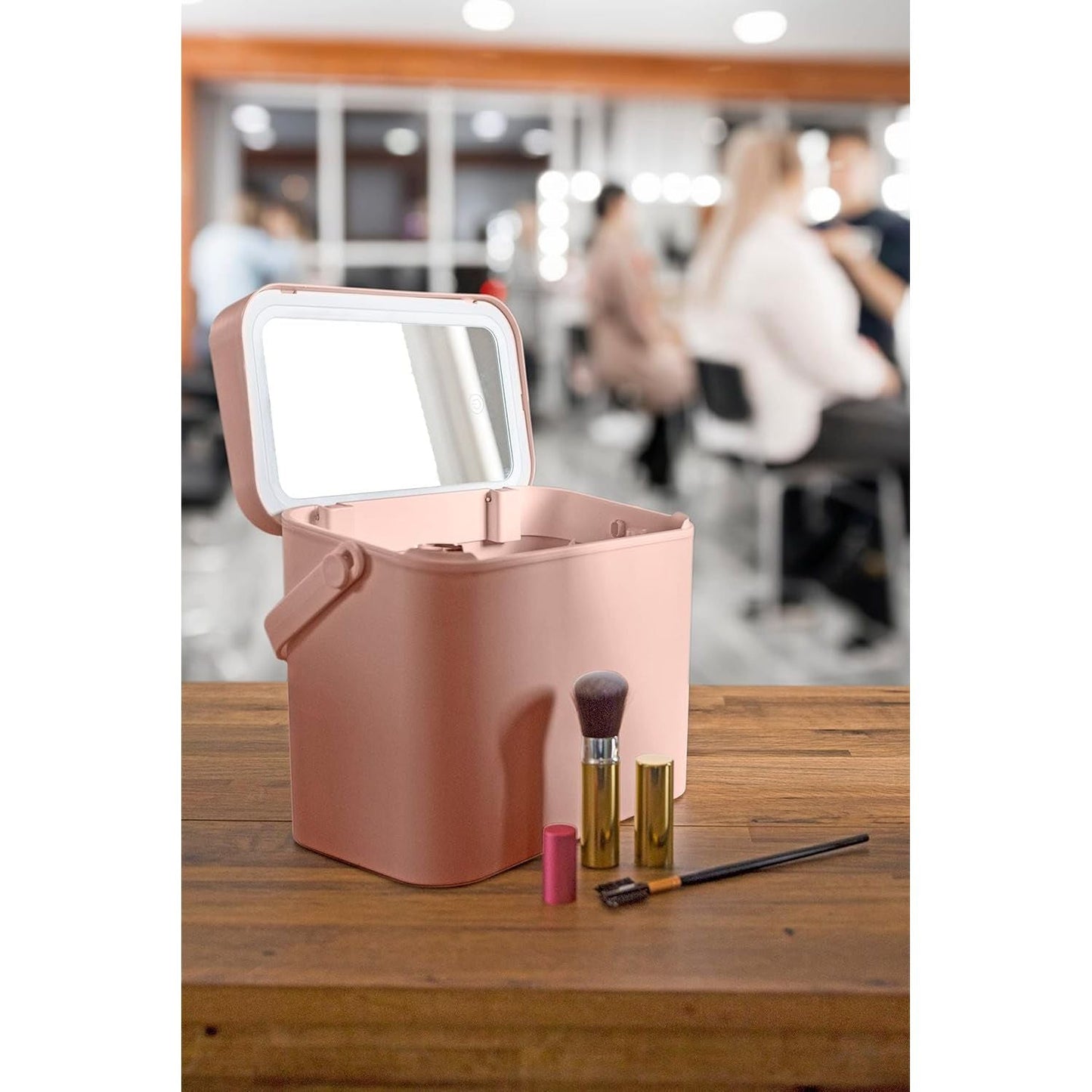 Compact Travel Makeup Case with LED Mirror