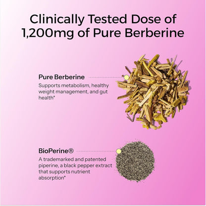 Natural Berberine Supplement - 60 Capsules, Weight Support