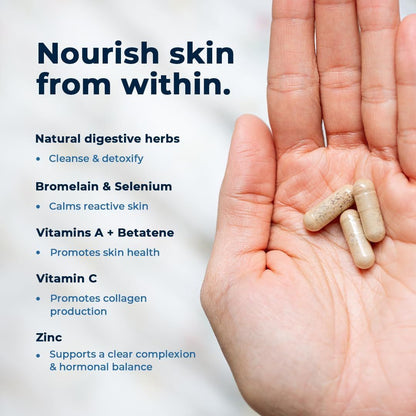 Natural Acne Relief Vitamins - 60 Vegan Capsules