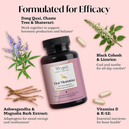 Natural Menopause Relief Supplements - 60 Vegan Capsules