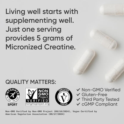 Pure Vegan Creatine Capsules for Muscle Growth