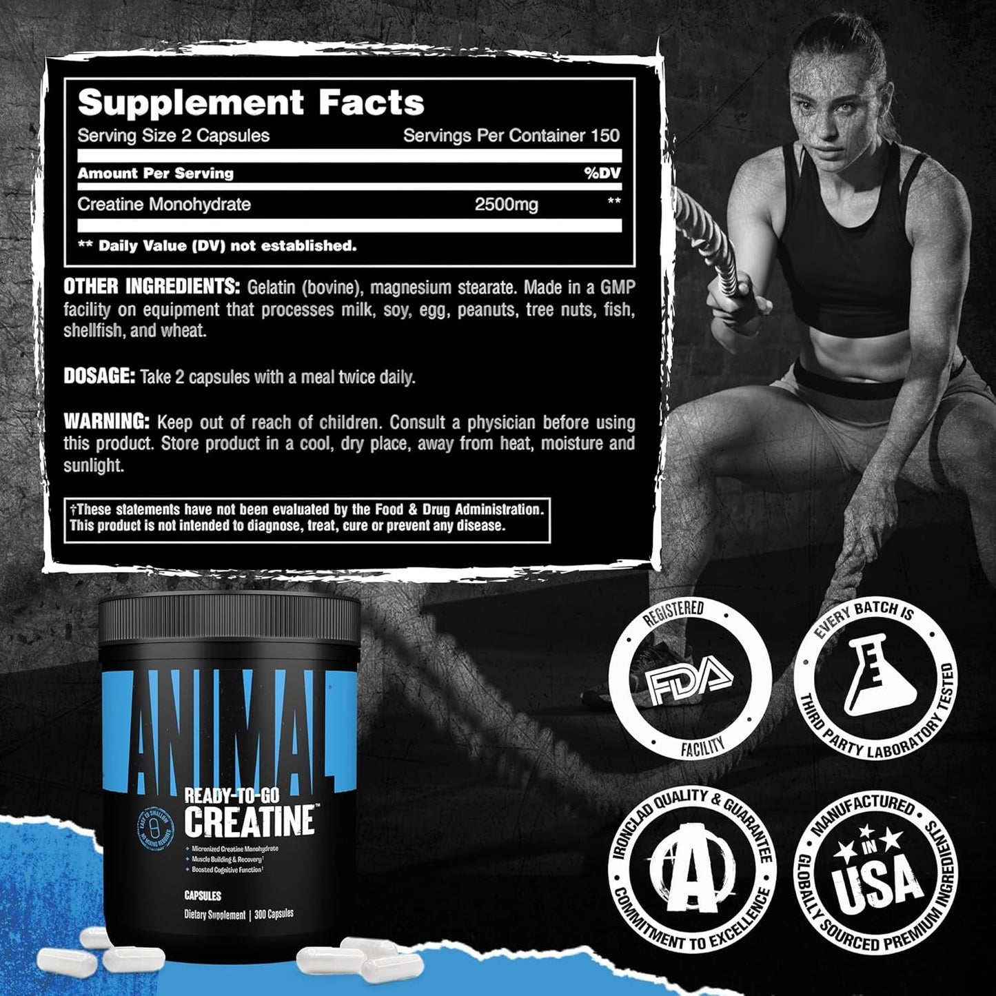 Pure Creatine Monohydrate Pills for Muscle Gain