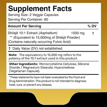 Powerful Shilajit 15000MG Capsules - Natural Energy Booster