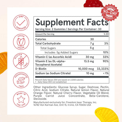 Natural Hair Skin Nail Vitamin Gummies with Biotin