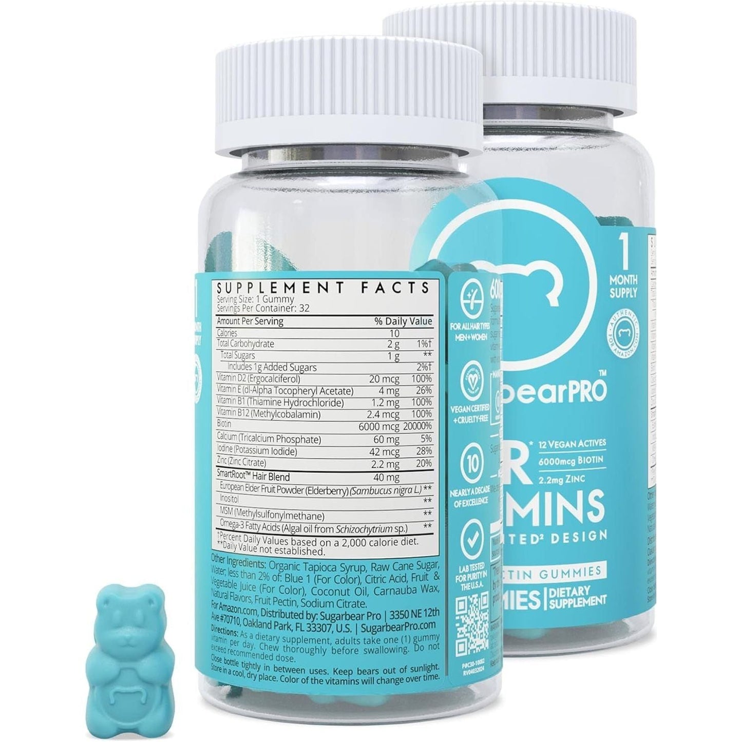 Strong Hair Growth Gummies with 6000mcg Biotin