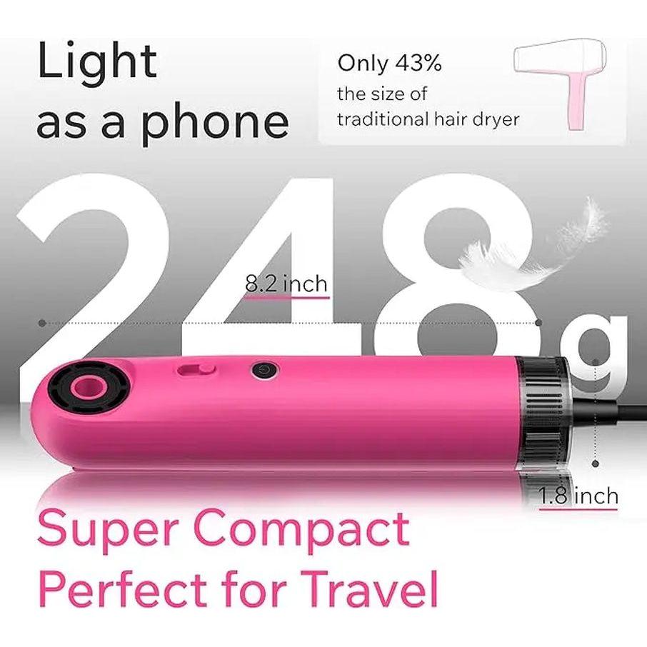 Compact Travel Hair Dryer - Fast Lightweight Ionic Blow Dryer