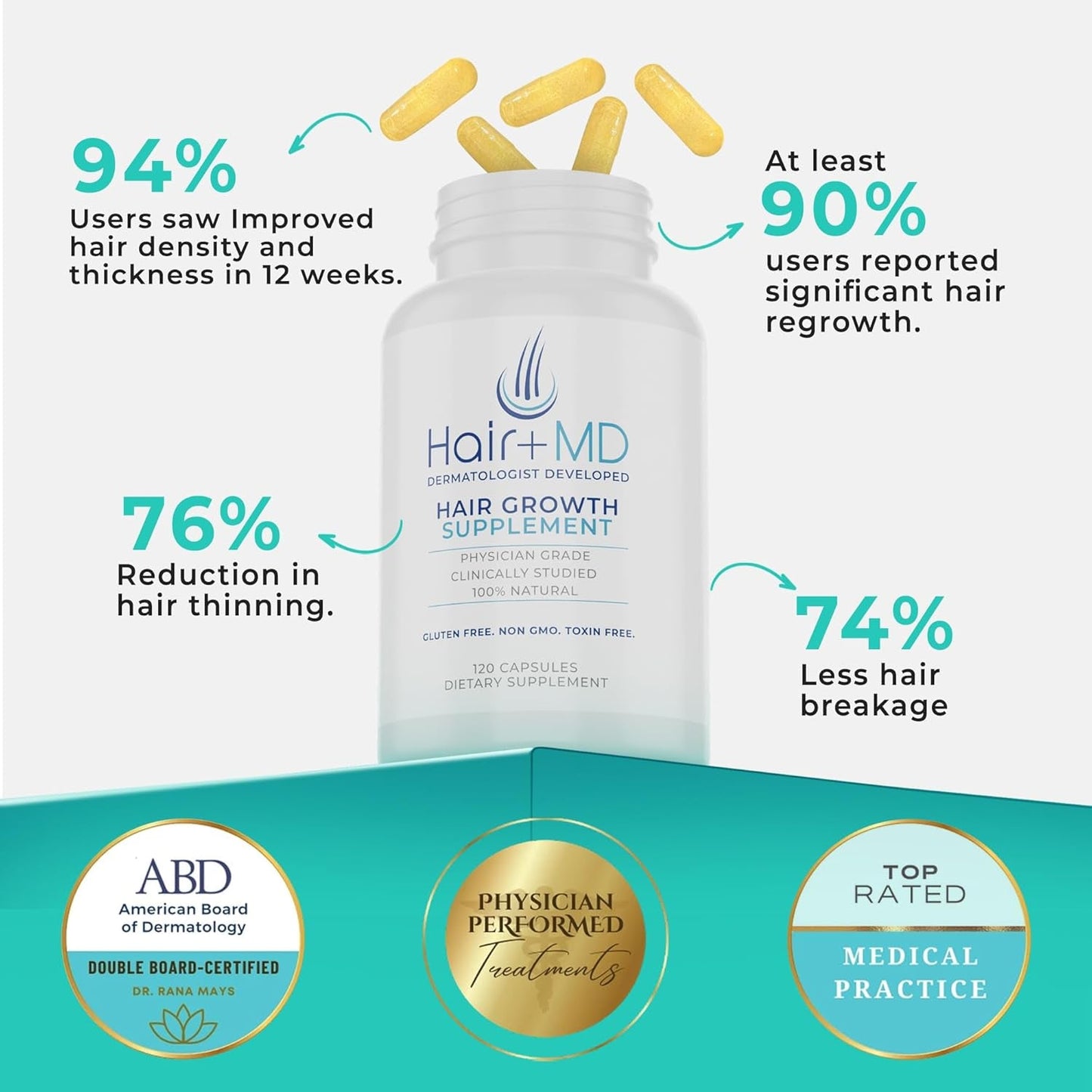 Natural Hair Growth Vitamins - 120 Capsules