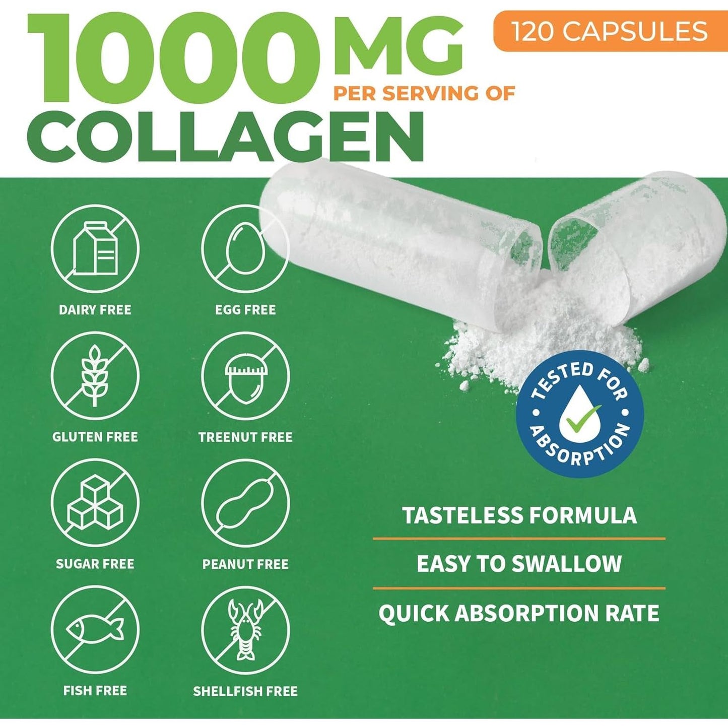 Premium Collagen Supplement - 120 Capsules with Vitamin C