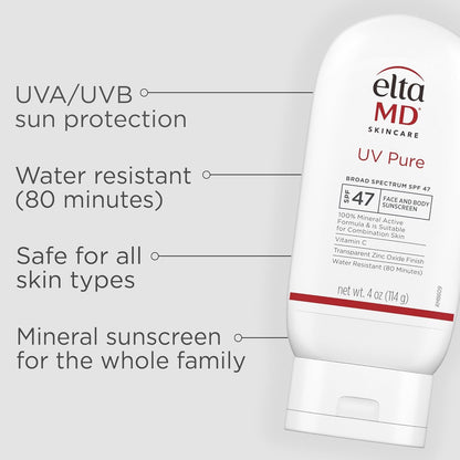 Natural SPF 47 Mineral Sunscreen Lotion for Face & Body
