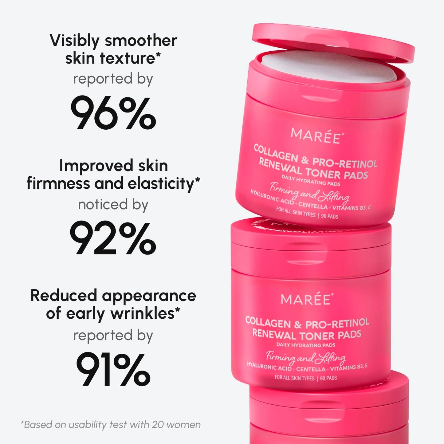 Glowing Skin Toner Pads with Collagen and Retinol